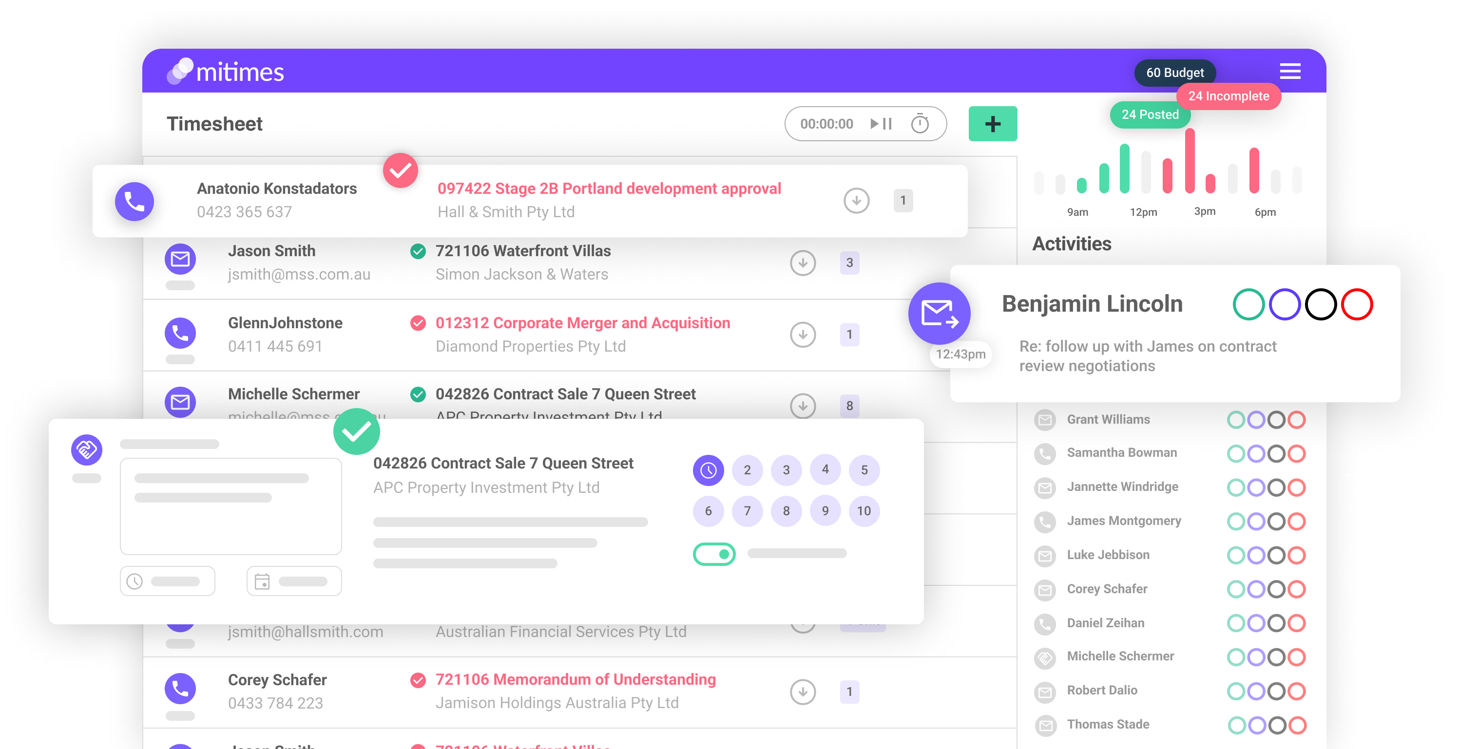 Timesheets for legal professionals